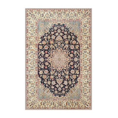 Beige oriental beige/bleu marine/rouge Tapis décoratif