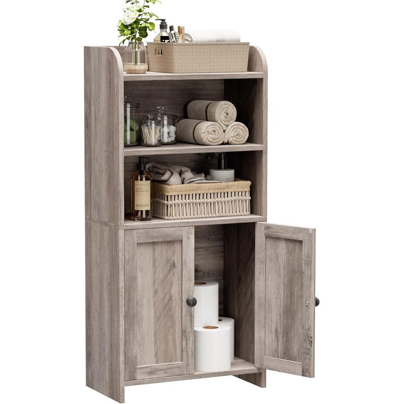 Small Bathroom Storage Cabinet with 2 Doors, Greige