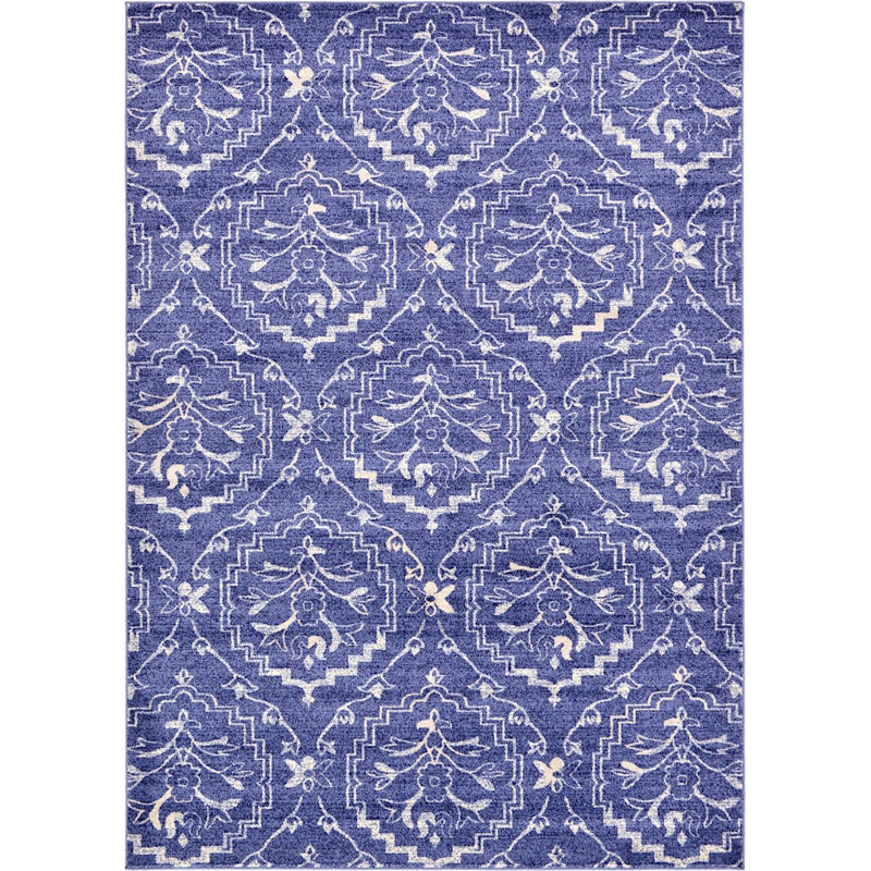 Tapis jacquard à motif géométrique lagon, Rectangle 7 pi x 10 pi