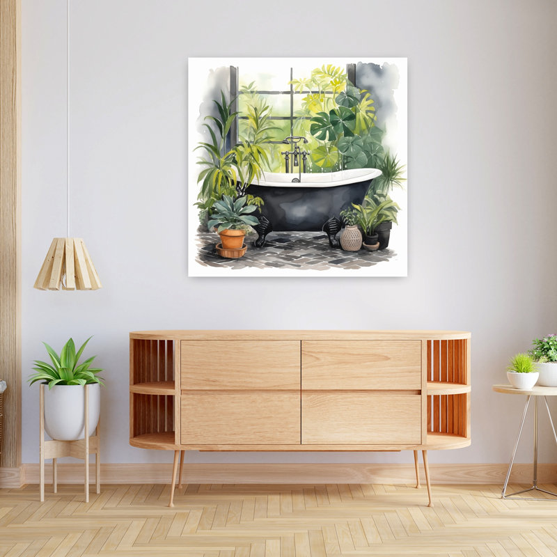Bathtub Sanctuary 1 Rustic Serene Abstract Landscape Nature Wall Art Print 1 Piece Wrapped Canvas Wall Art