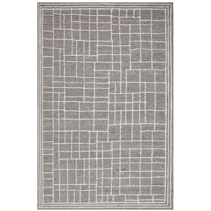 Tapis 100% laine touffeté à la main, Rectangle 8 pi 9 po x 11 pi 9 po