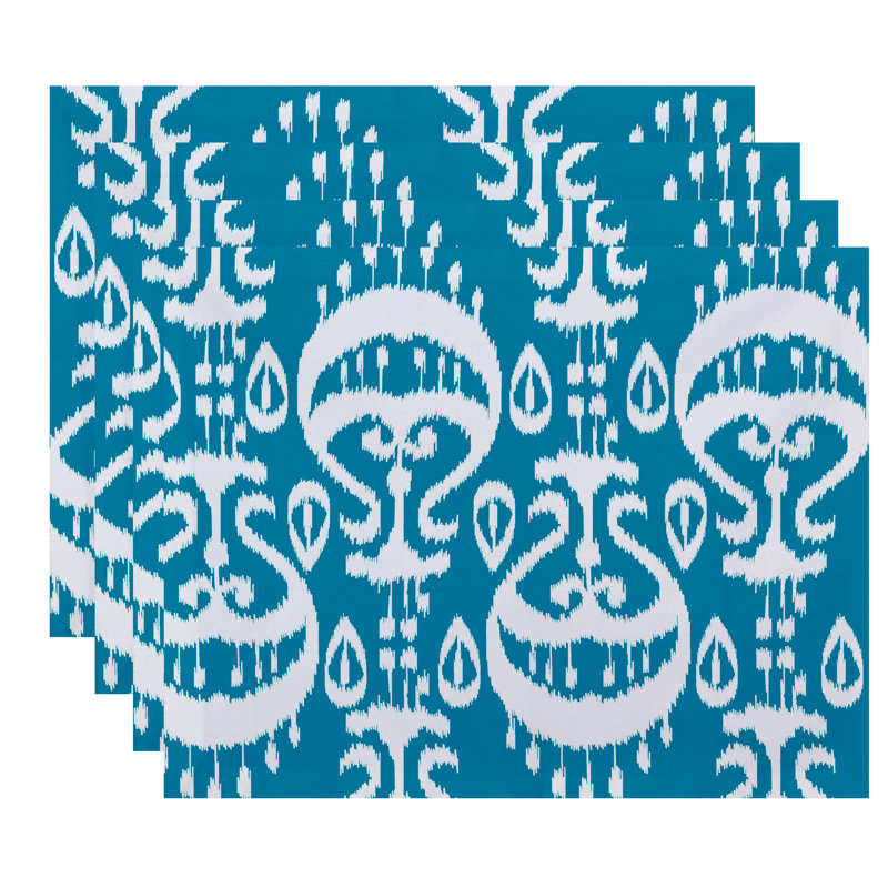 Ensemble de napperons 4 pièces Melchior Ikat, Turquoise