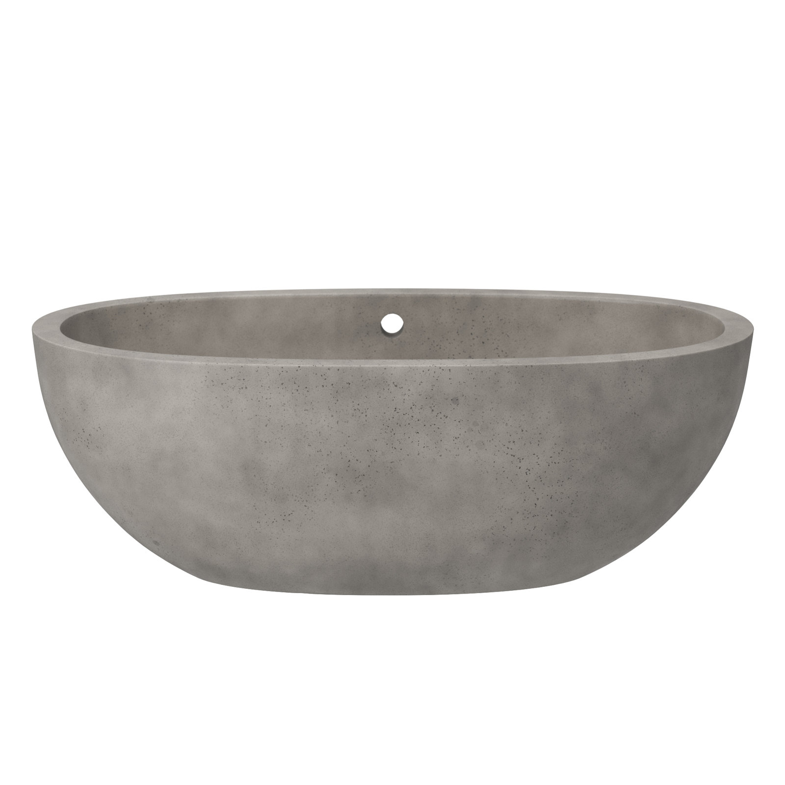 Avalon NativeStone Concrete Freestanding Oval Soaking Bathtub, Ash, 21" H x 36" W x 62" L