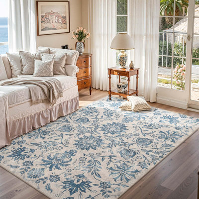 Geometric Floral Washable Non-Slip Area Rug