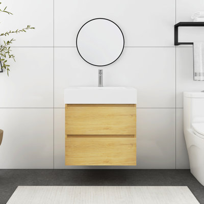 Ensemble de meuble-lavabo simple 24 po avec plateau en résine Jaleisha