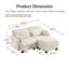Canapé d'angle à compression, causeuse modulaire deux places en chenille beige avec pouf, style moderne