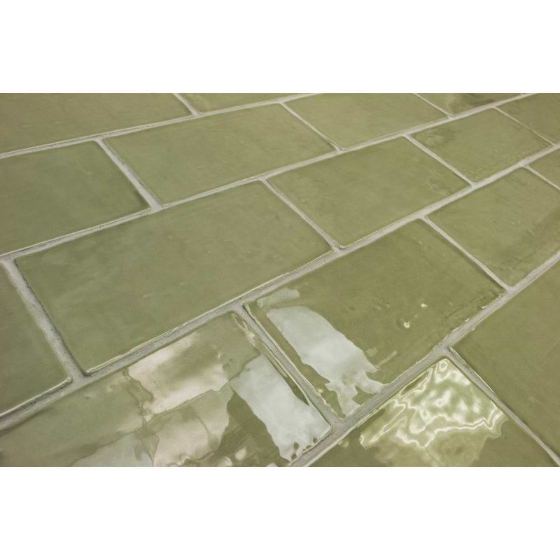 Lancaster 3x6 Polished Ceramic Subway Tile, Celery