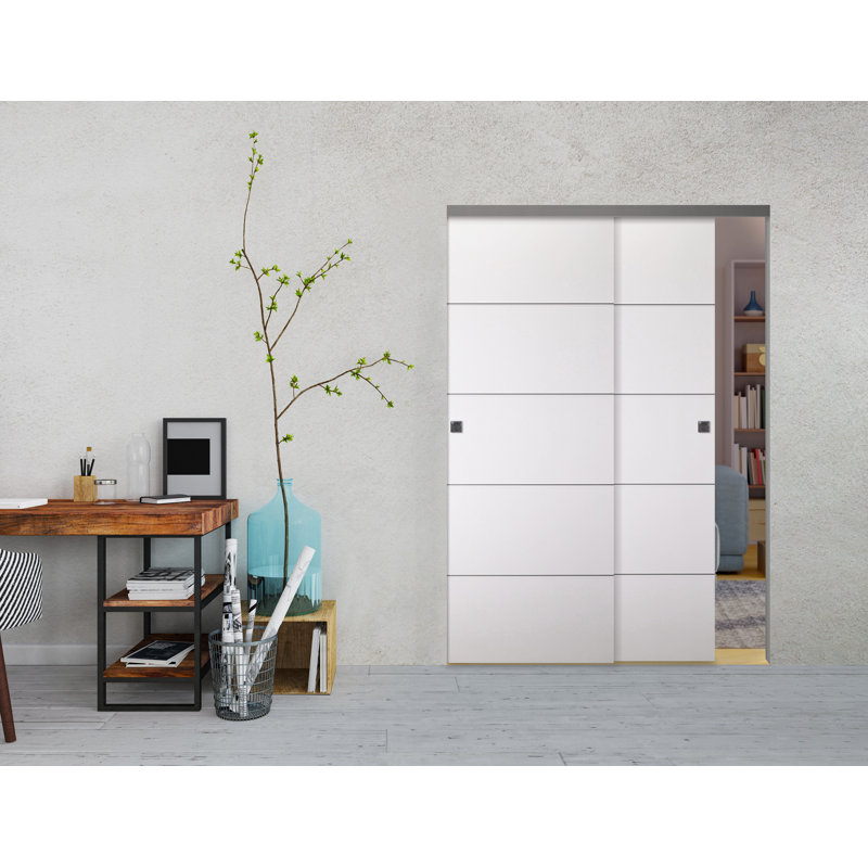 Portes de placard coulissantes à panneaux en bois manufacturé et bois préfini Arvika, 55,50 po x 79,38 po