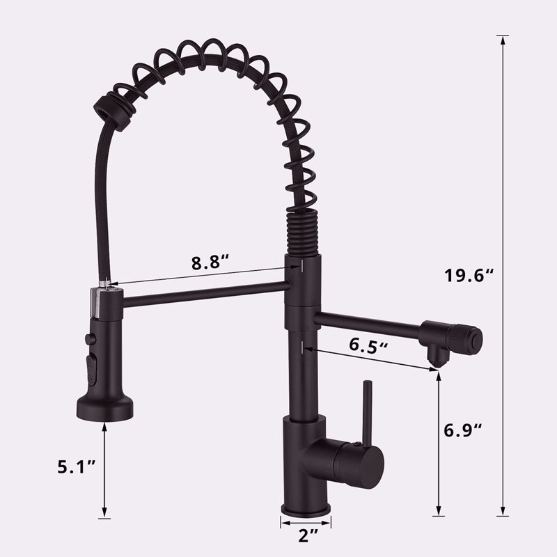 Robinet de cuisine de purificateur d'eau potable, robinet d'évier de cuisine rétractable, Noir