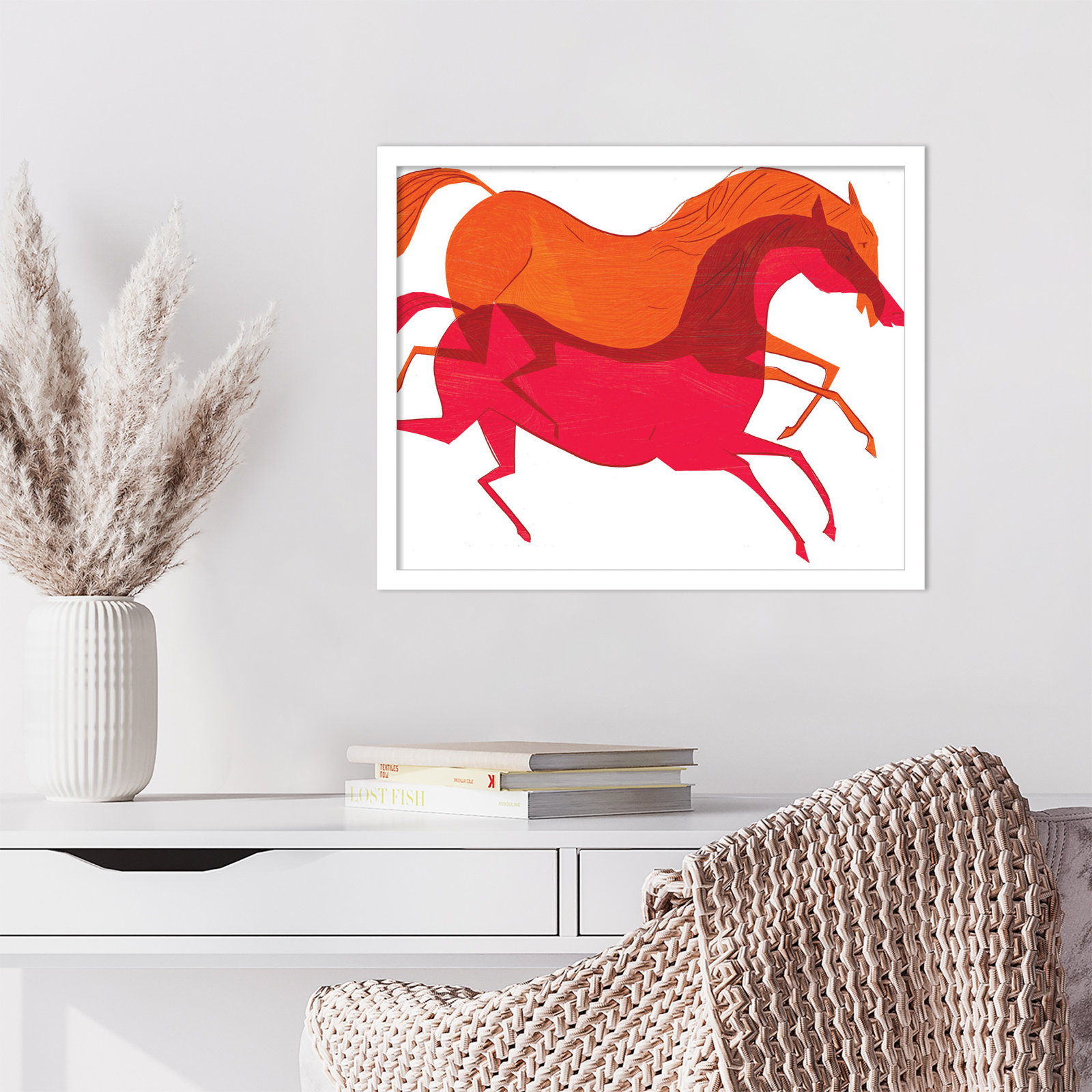 Horses Print by Richard A. Allen, White, 17" H x 21" W