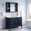 Meuble-lavabo en bois massif H 35 po x l 48 po Elmmanual avec comptoir en quartz blanc Carrera résistant aux taches et lavabo simple-250897399
