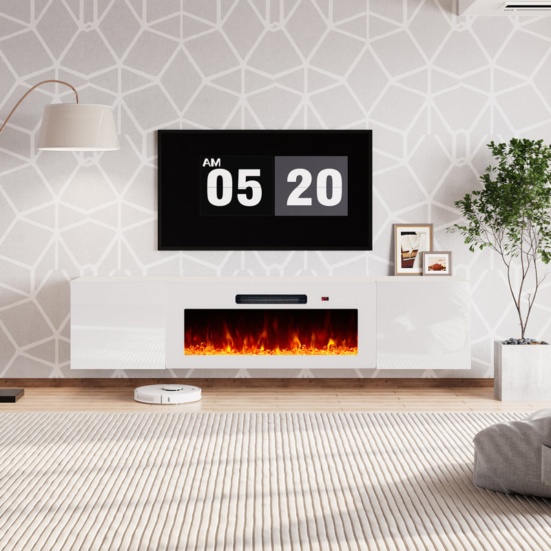 Meuble télé Bhhatu Highgloss, Entièrement blanche, 80"