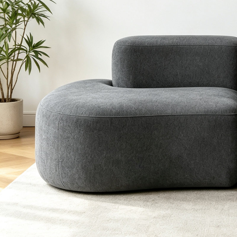 Canapé moderne et simple de style crème, Tissu gris foncé