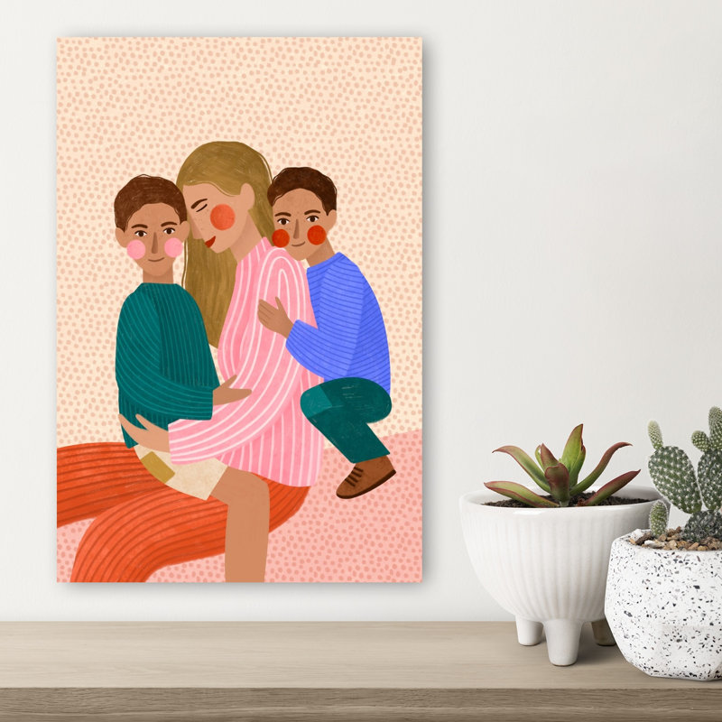 Joyful Family Hug Abstract Contemporary Portrait Wall Art Print by Bea Muller - Wrapped Canvas Print, 45.72cm H x 30.48cm W