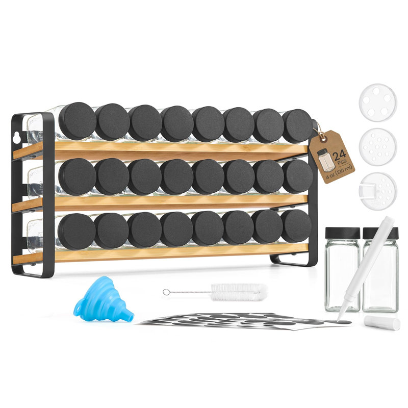 Spice Jar & Rack Set, 19.5 cm H x 39.5 cm W x 9 cm D