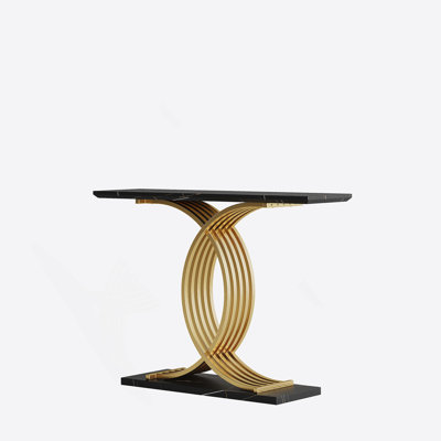 Accent Table Console With Gold Intertwined Metal Legs, Luxury High-End Entryway Furniture For Modern Homes