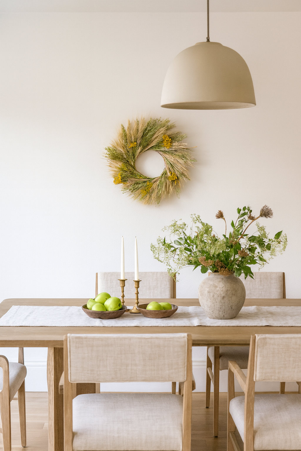 Dried Wheat and Yarrow Spring Wreath, 22" W x 22" H x 5" D