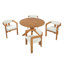 Ensemble de salle à manger rond 5 pièces pour l'extérieur en bois d'acacia, table de patio en bois massif avec 4 chaises de baril, sièges et dossiers rembourrés, ensemble de conversation de jardin moderne, coussin beige