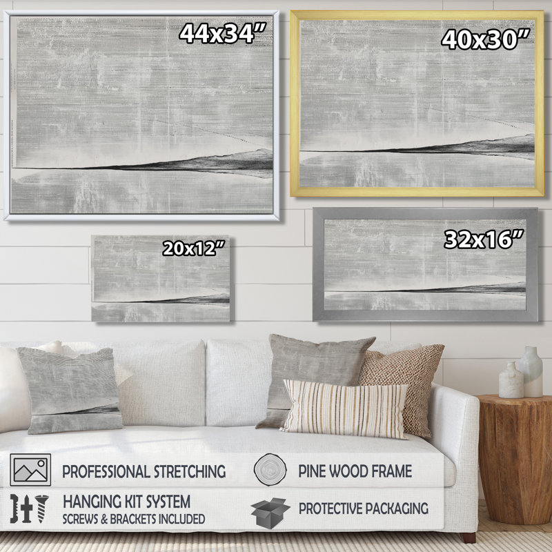 «Gray Black Sahara Desert Horizon», impression murale sur toile, minimaliste gris, Reproduction encadrée, Argent argent