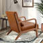 66cm Modern Solid Wood Frame Upholstered Accent Chair with Lumbar Support Pillow-1612015843