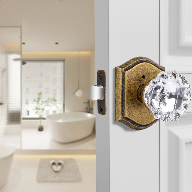 Coolnews Retro Elegant Series Crystal Privacy Door Knobs, Antique Copper