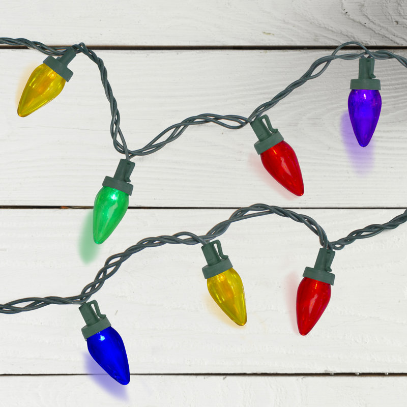 50 mini lumières de Noël DEL C7 de 20,25 pi fil vert, Multicolore