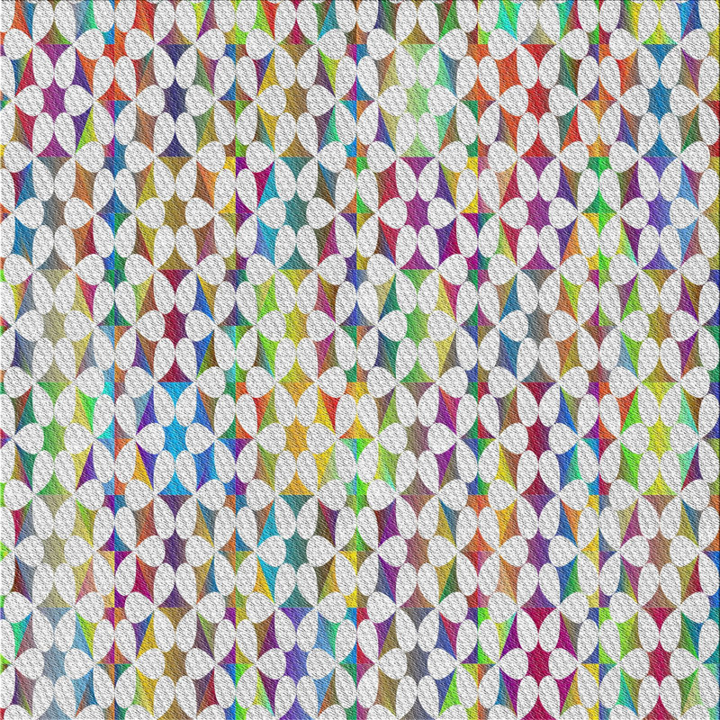 Tapis rose/bleu/vert à motifs Borgey, Carré 4 pi