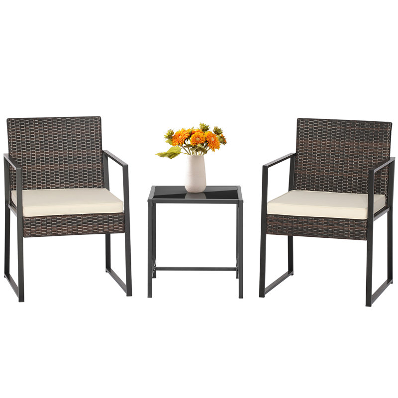 Marylea 2 - Person Patio Conversation Set with Cushions, White