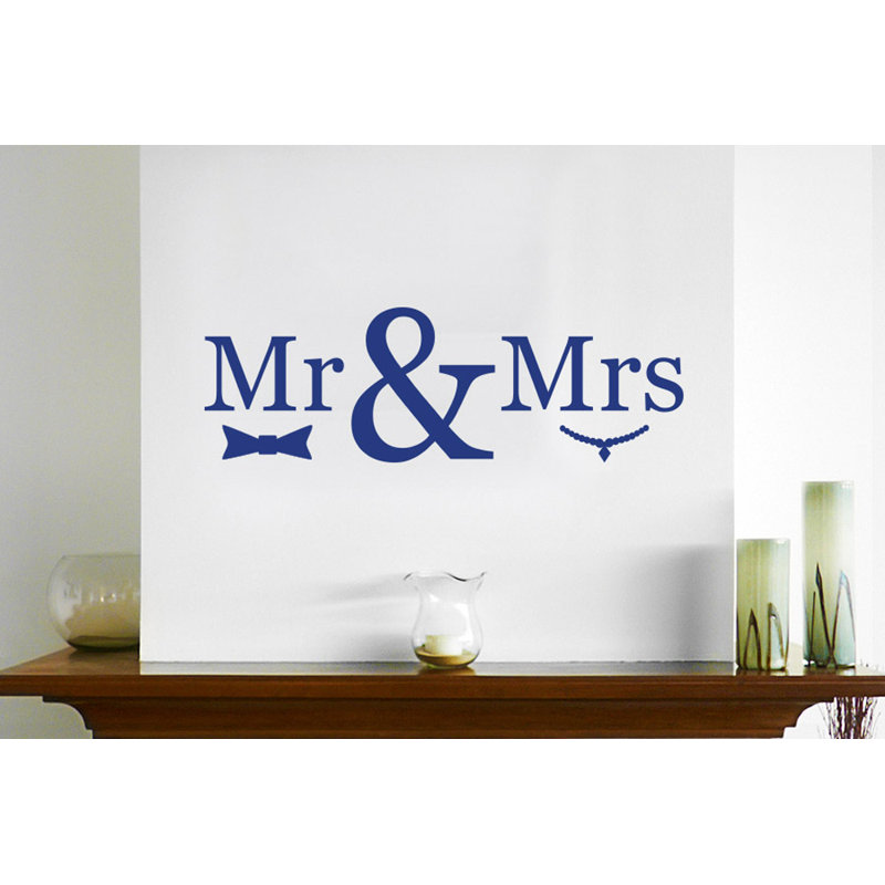 Mr Mrs Wall Sticker, Large, Dark Blue