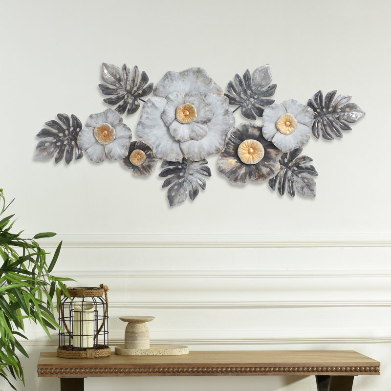 Floral Brooch - Hand Made Metal Wall Art Sculpture