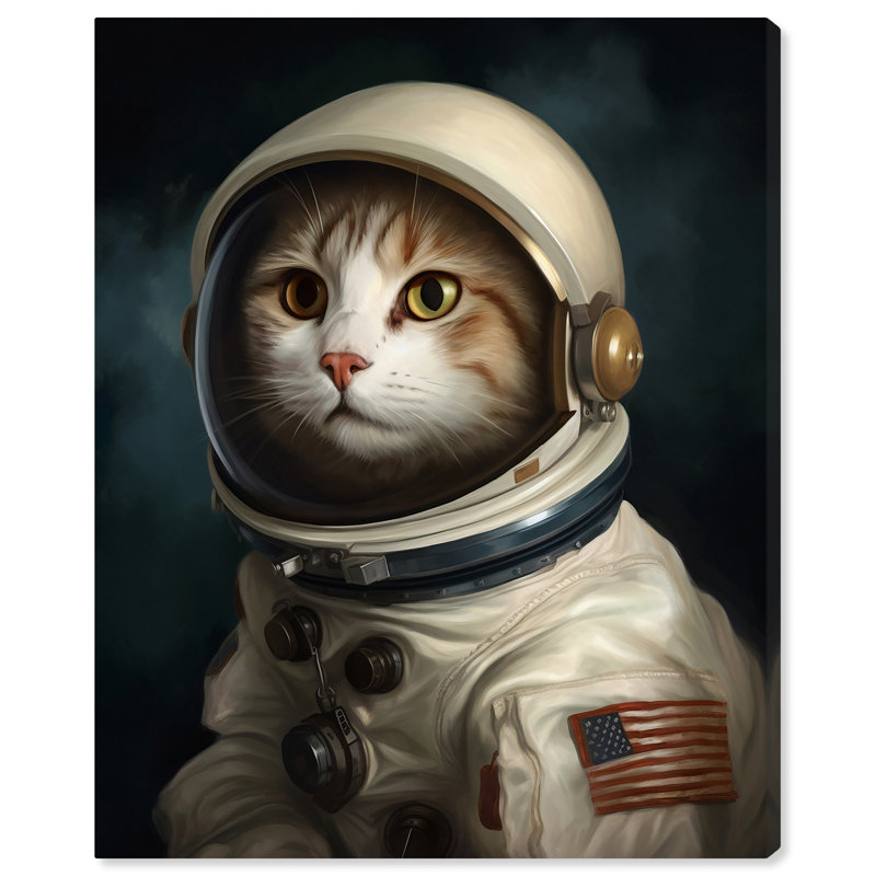 Animals Commander Neil Cat Modern & Contemporary White Canvas Wall Art Print