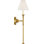 Piaf Large Tail Sconce in Hand-Rubbed Antique Brass with Linen Shade