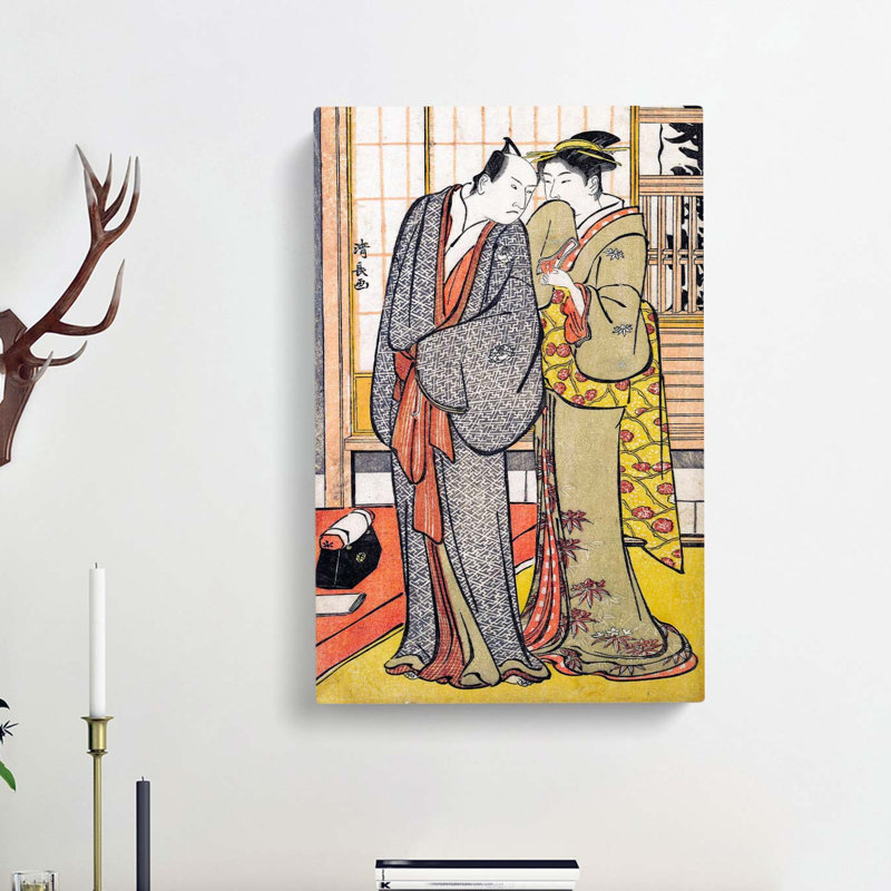 Ichikawa Yaozo III with a Lady by Torii Kiyonaga - Wrapped Canvas, 76cm H x 50cm W x 3cm D