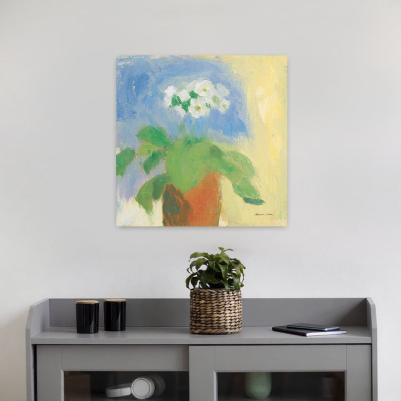 Crème, primevère crème, fleur violette, art mural, H 18 po x l 18 po
