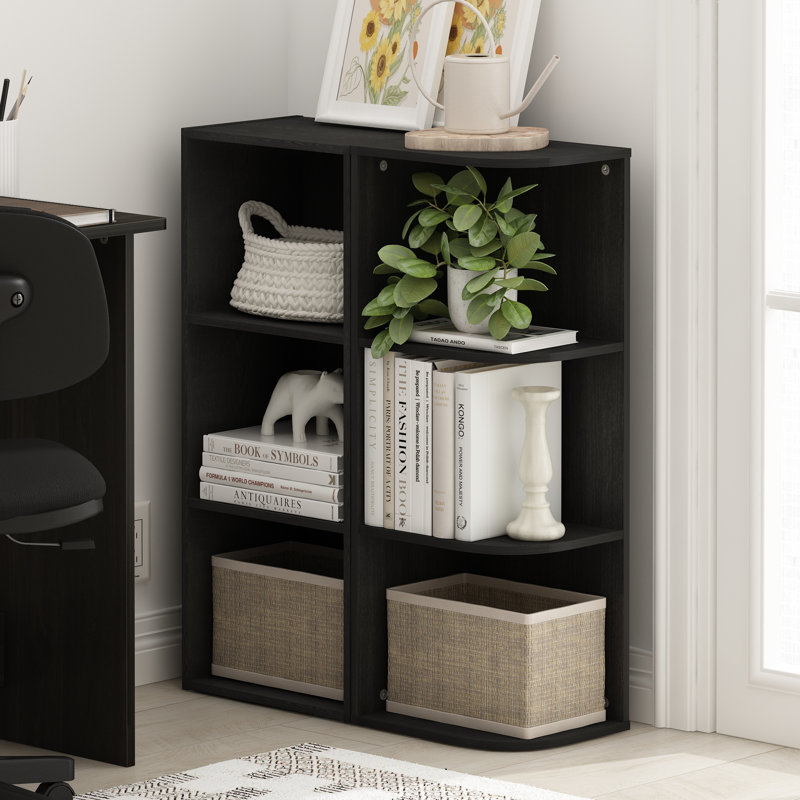 Cresta Corner Bookcase, (3 Shelves) 31.5" H x 12.01" W x 9.3" D, Black