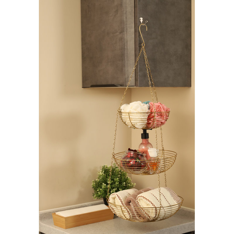 Everly Quinn Metal Fruit Bowl, Gold