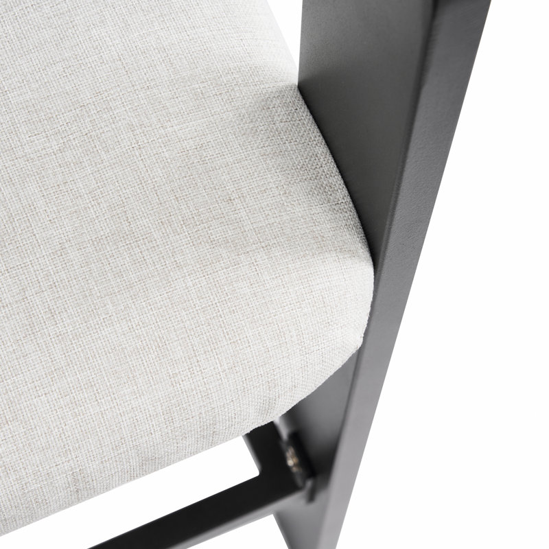 Tabouret de comptoir d'extérieur en aluminium, chaise de bar, structure noire avec coussin gris, ensemble de 4