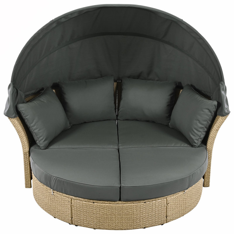 Leonarda Outdoor Wicker Chaise Lounge , Cushion Included, Gray