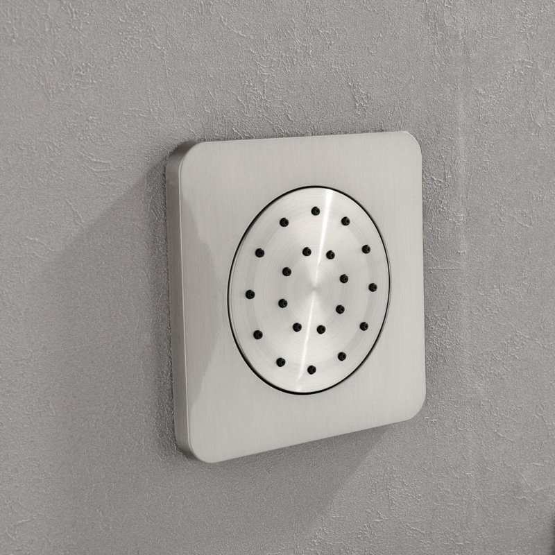 Wall Mounted Waterfall Shower System with Bodysprays, Brushed Nickel