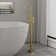 Double Handle Floor Mounted Freestanding Tub Filler Faucet with Handshower