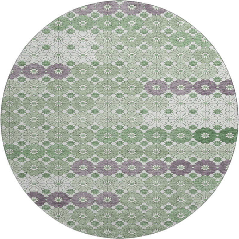 Premium Machine Washable Slesnick AMF1678 Geometric Rug, Round 8'