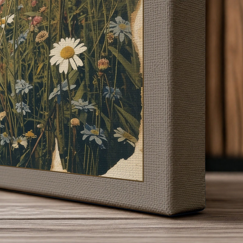 Wildflower Meadow Botanical - Wrapped Canvas, 30x20 - 76.2 x 50.8 cm, Taupe Border