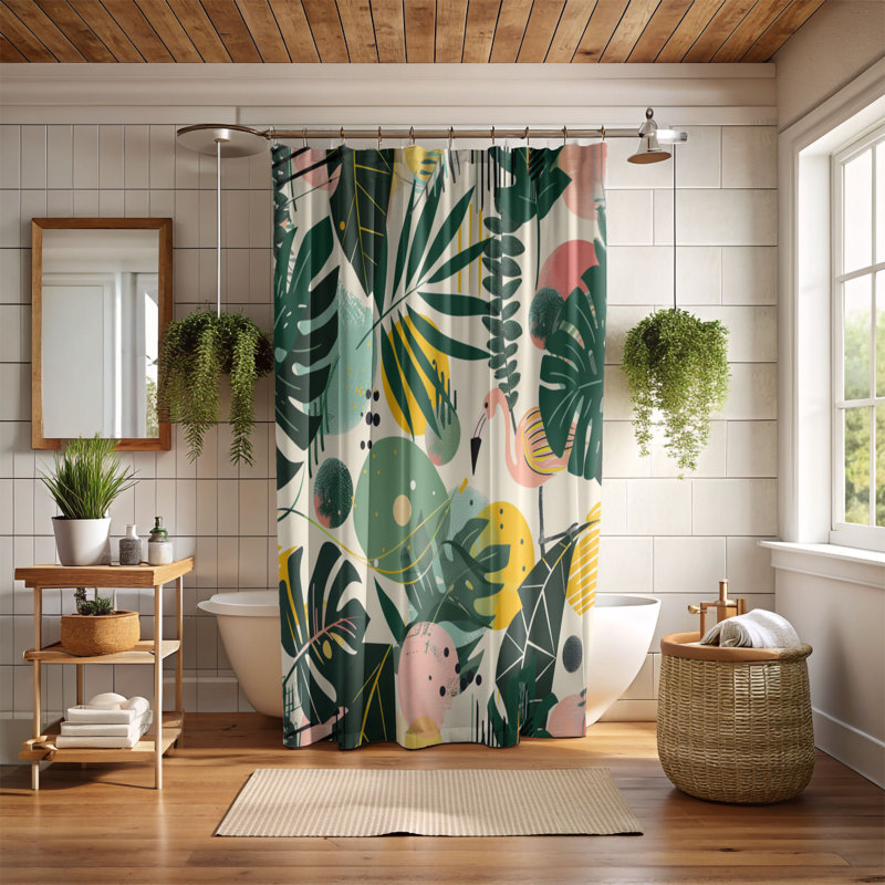 Rideau de douche Flamingo Trop - Premium, H 74 po x l 71 po