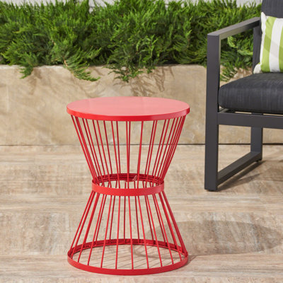 Table d'appoint en fer rouge 16 po, avec table contemporaine et structure pour l'extérieur, moderne