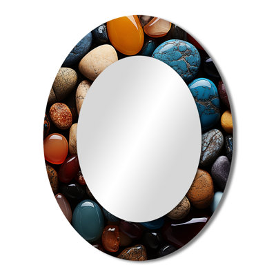 Spiritual Stones Of Harmony I - Spiritual Oval Decorative Mirror On Metal