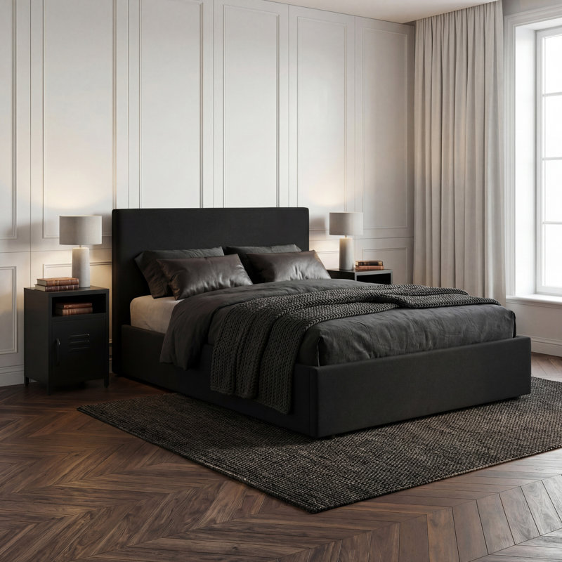 Upholstered Bed Frame, Double (4'6), Black