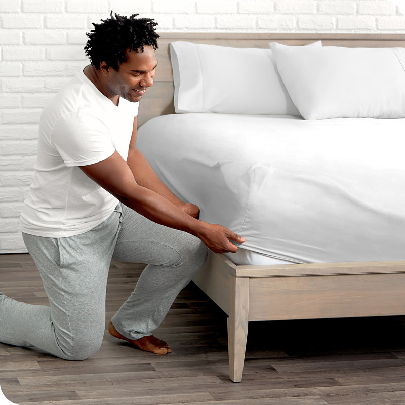 King Size Gray Organic Cotton Sateen Fitted Sheet