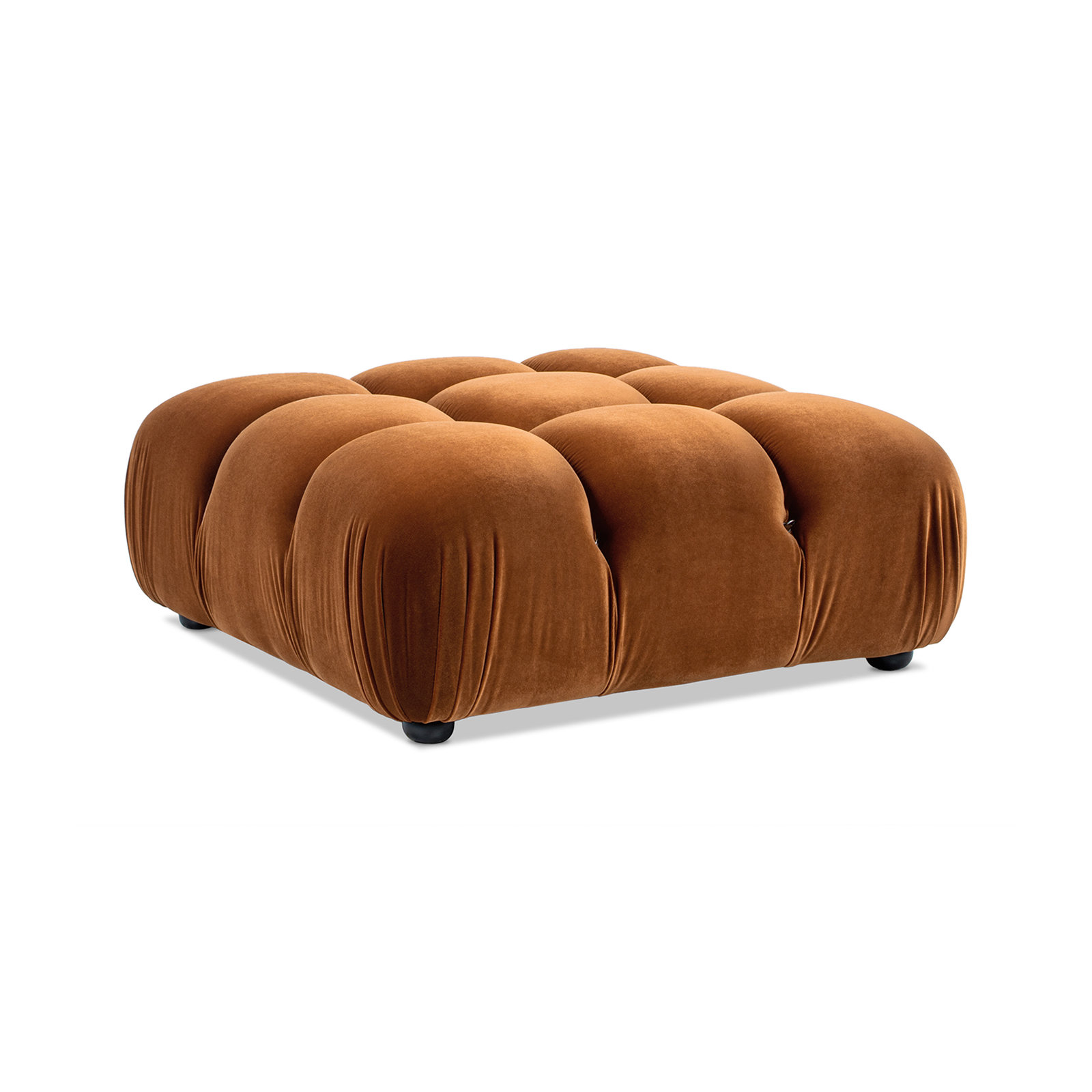 Reva Upholstered Ottoman, Burnt Orange