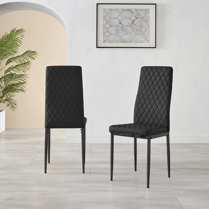 Eubanks 6 Grey Dining Table & 6 Grey Gold Leg Chairs, Black, Black