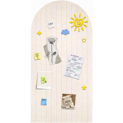Foldable Felt Bulletin Board For Wall, Large Decorative Pin Board With Adhesive Backing, Round Edge Cork Board Alternative For Office, Bedroom & Living Room, Beige